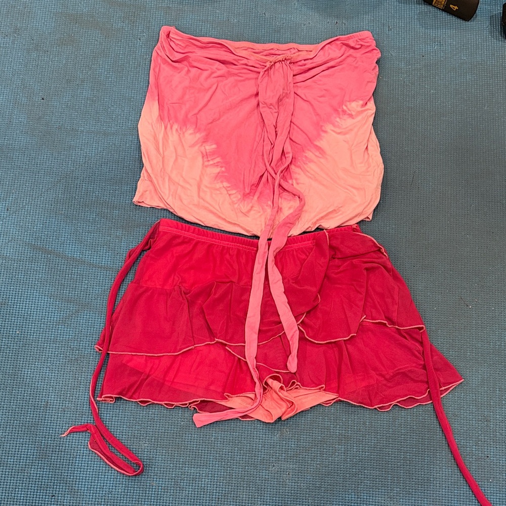 Pink and Red Two-Piece Outfit